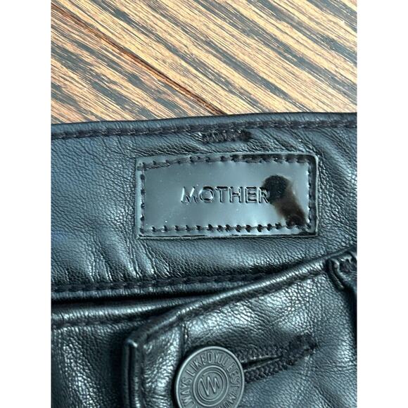Mother Women's Mid Rise Faux Leather The Insider Ankle Jeans in Black Size 23 - Picture 5 of 14